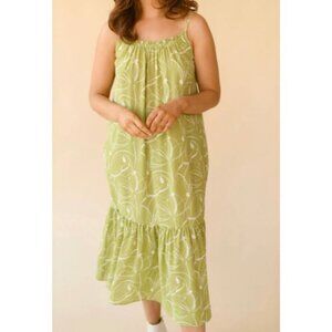 Lush Flounced Maxi Lounge Dress Lime Green Size Large L